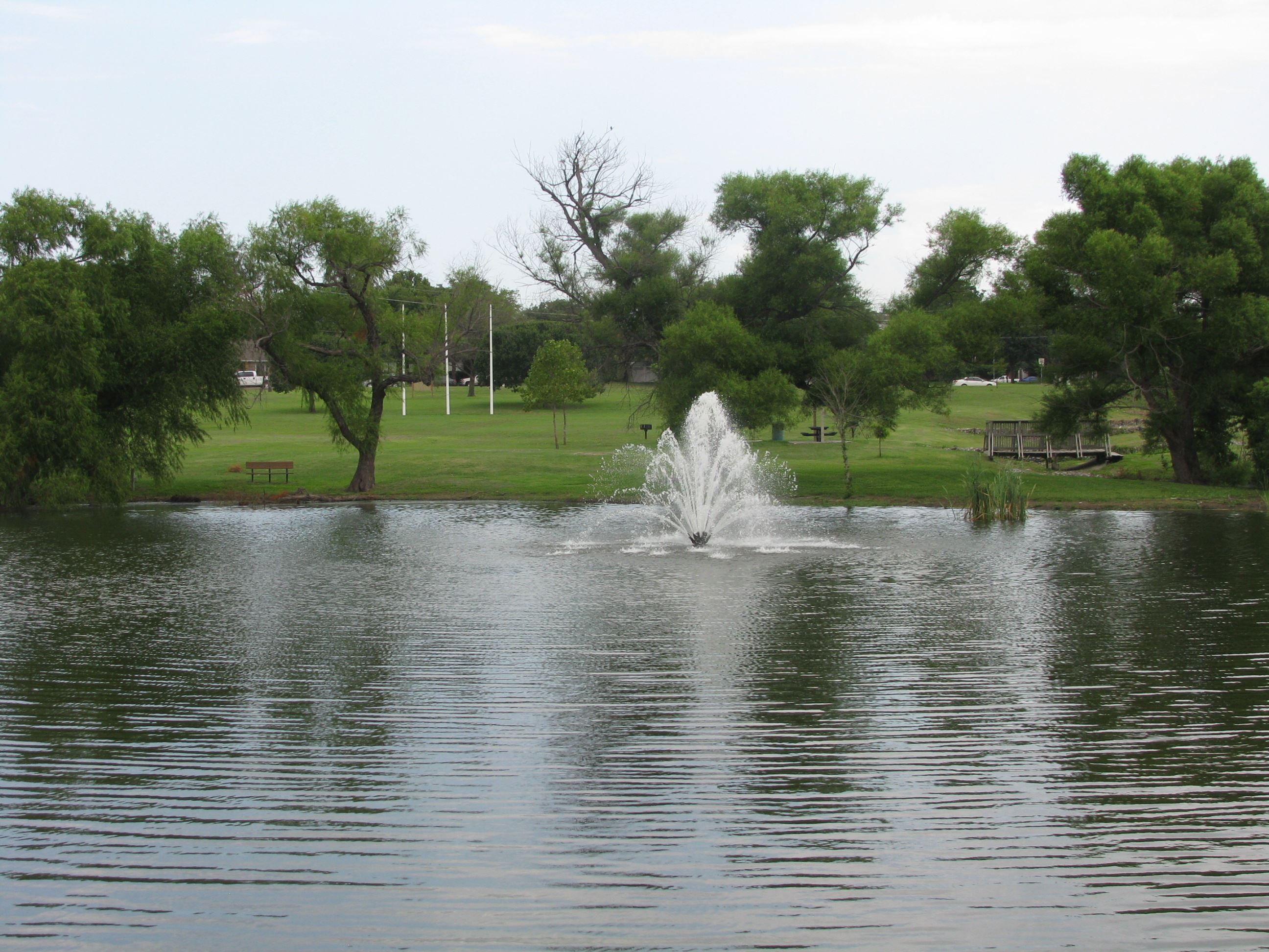 Water fountain in the pond at Scout Park